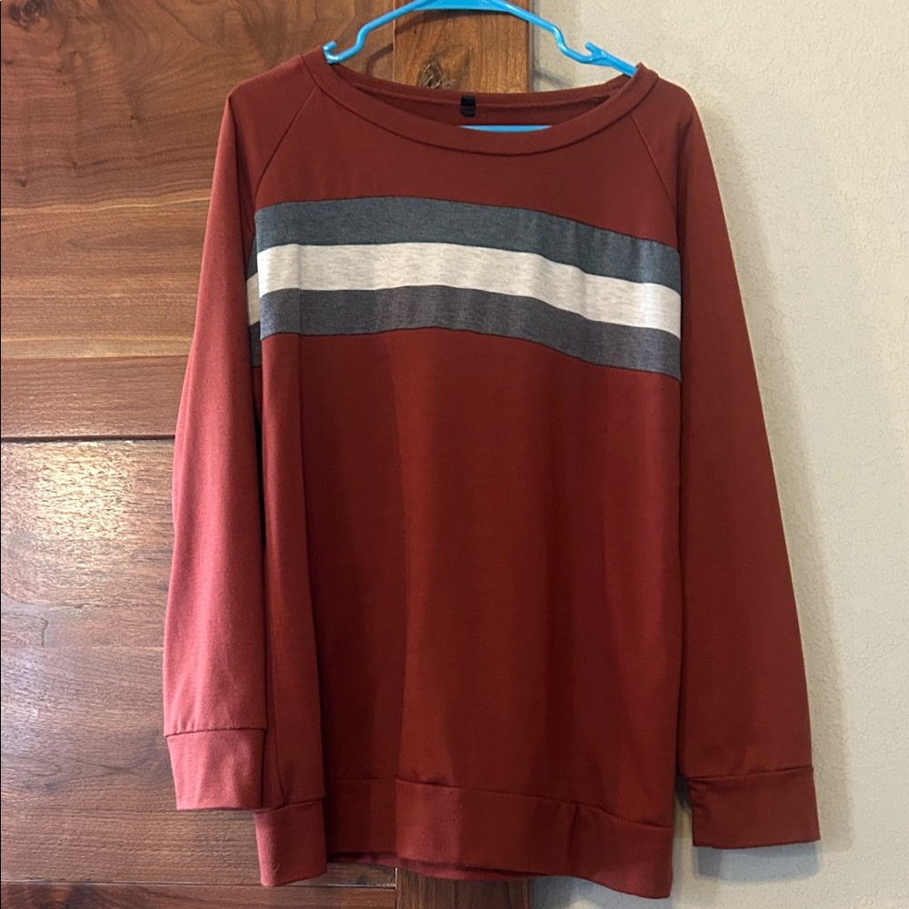 Men's Rust Sweater with Stripes